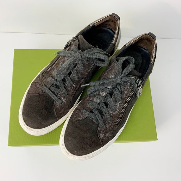 Paul Green Shoes - Paul Green Toby Zip And Lace Up Leather/Suede Sneakers Green Size 9